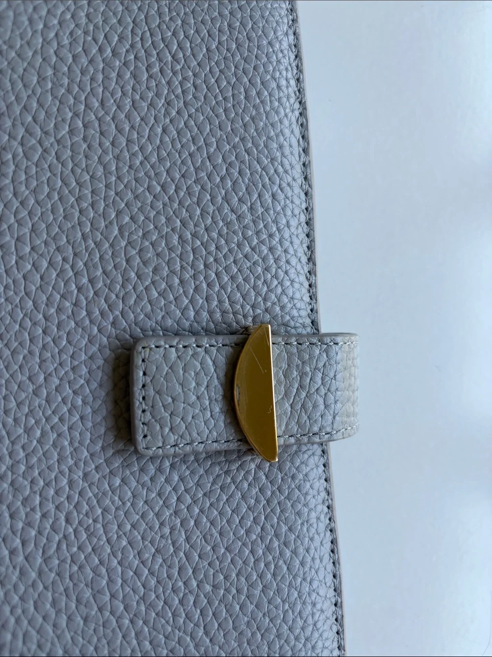 Neely & Chloe Light Gray Leather Planner with Gold Accent